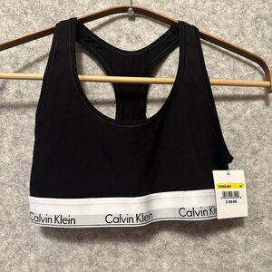 Calvin Klein Modern Cotton Unlined Racerback Bralette Black Sz M